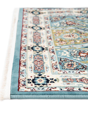 Blue 2' 7 x 11' Narenj Runner Area Rug 85% Polypropylene & 15% Polyester Traditional Classic Carpet for Living, Dining, Bedrooms, Office for Sale at Rug Engine