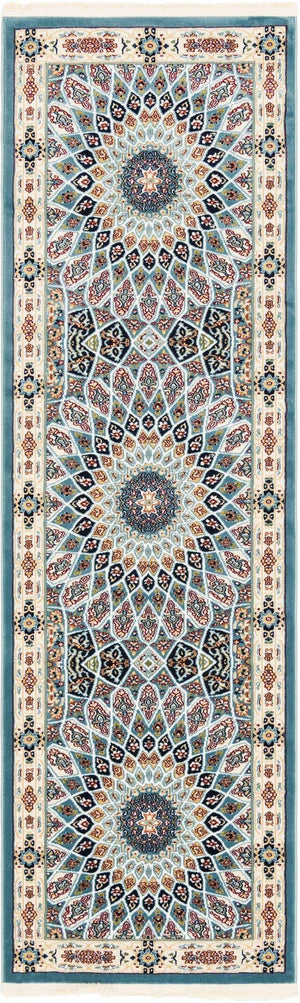 Blue 2' x 8' Narenj Runner Area Rug 85% Polypropylene & 15% Polyester Traditional Classic Carpet for Living, Dining, Bedrooms, Office for Sale at Rug Engine