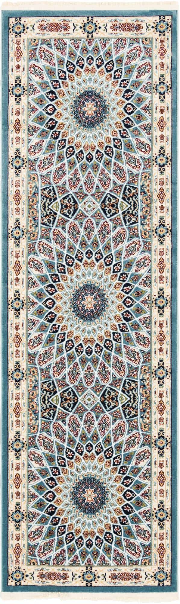 Blue 2' x 8' Narenj Runner Area Rug 85% Polypropylene & 15% Polyester Traditional Classic Carpet for Living, Dining, Bedrooms, Office for Sale at Rug Engine