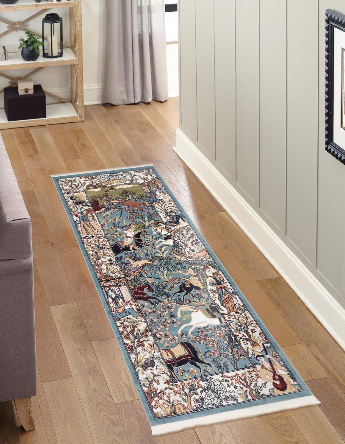 Blue 2' x 8' Narenj Runner Area Rug 85% Polypropylene & 15% Polyester Traditional Classic Carpet for Living, Dining, Bedrooms, Office for Sale at Rug Engine