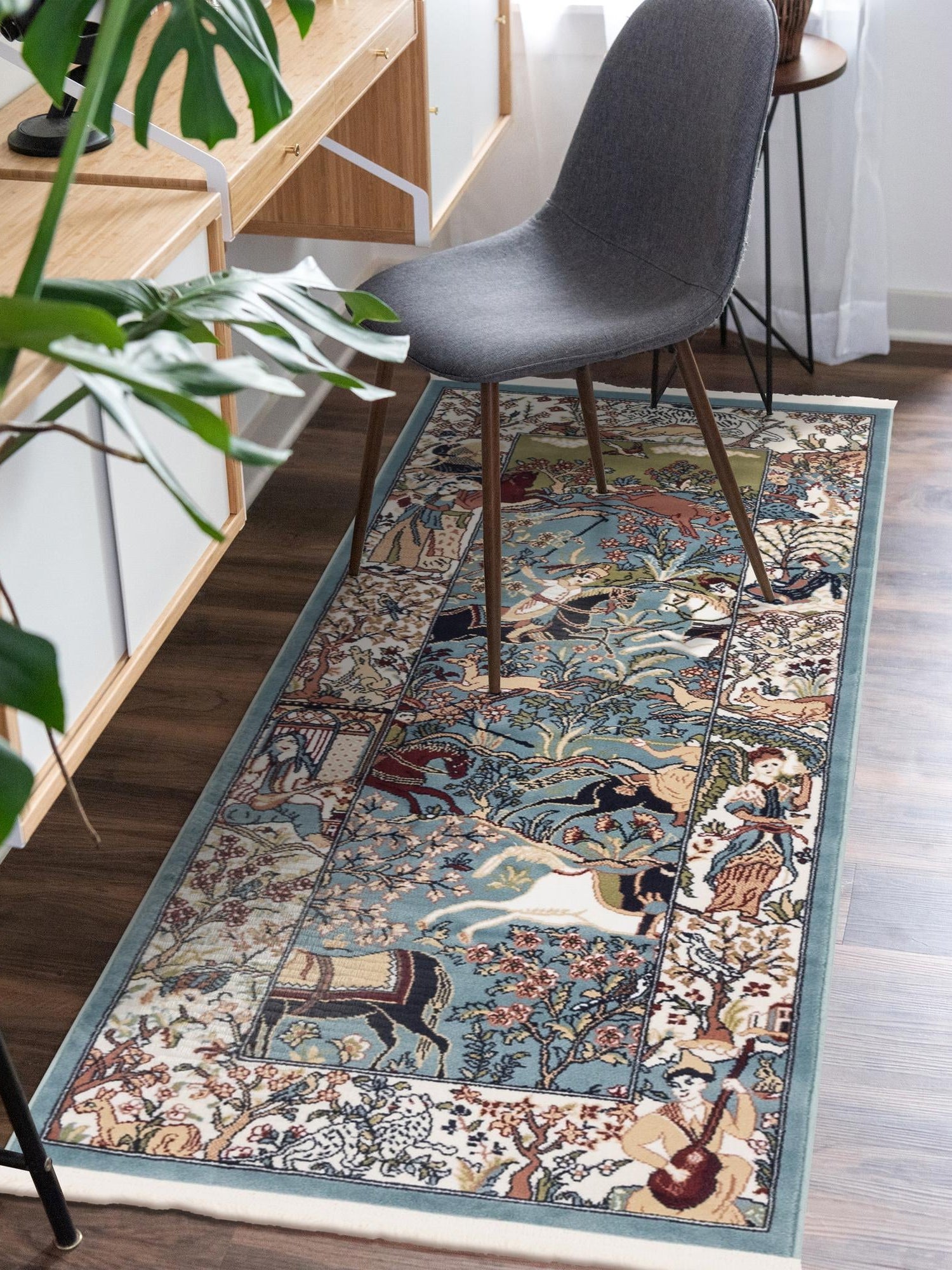 Blue 2' 7 x 10' Narenj Runner Area Rug 85% Polypropylene & 15% Polyester Traditional Classic Carpet for Living, Dining, Bedrooms, Office for Sale at Rug Engine