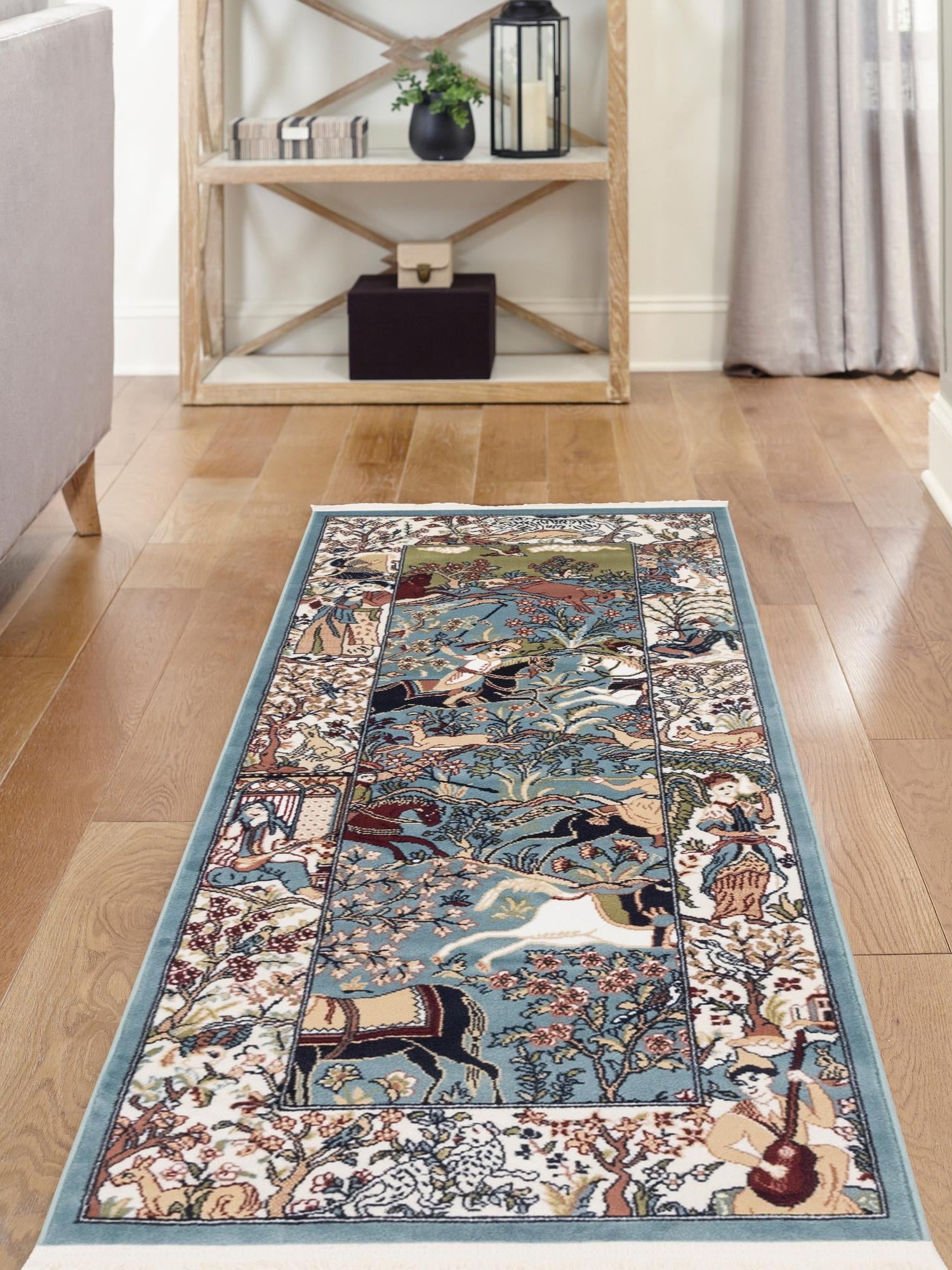 Blue 2' 7 x 9' Narenj Runner Area Rug 85% Polypropylene & 15% Polyester Traditional Classic Carpet for Living, Dining, Bedrooms, Office for Sale at Rug Engine