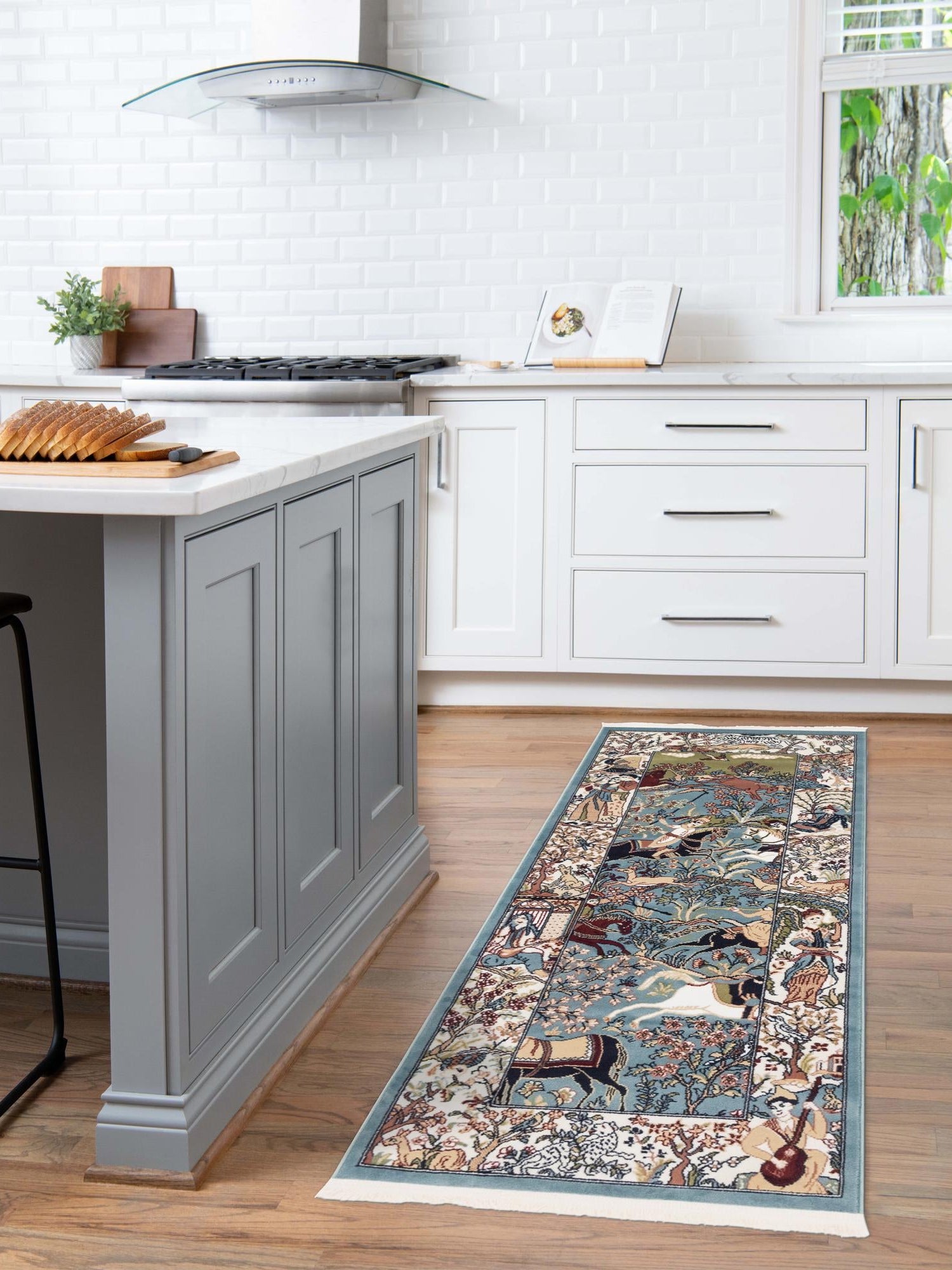 Blue 2' 7 x 12' Narenj Runner Area Rug 85% Polypropylene & 15% Polyester Traditional Classic Carpet for Living, Dining, Bedrooms, Office for Sale at Rug Engine