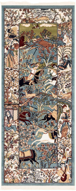 Blue 2' x 6' 1 Narenj Runner Area Rug 85% Polypropylene & 15% Polyester Traditional Classic Carpet for Living, Dining, Bedrooms, Office for Sale at Rug Engine