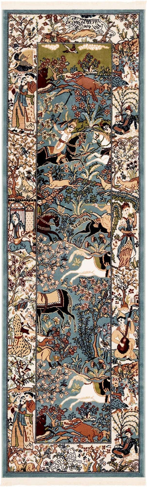 Blue 2' x 8' Narenj Runner Area Rug 85% Polypropylene & 15% Polyester Traditional Classic Carpet for Living, Dining, Bedrooms, Office for Sale at Rug Engine