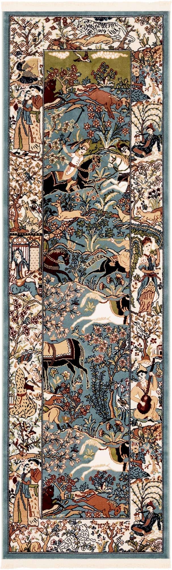 Blue 2' x 8' Narenj Runner Area Rug 85% Polypropylene & 15% Polyester Traditional Classic Carpet for Living, Dining, Bedrooms, Office for Sale at Rug Engine