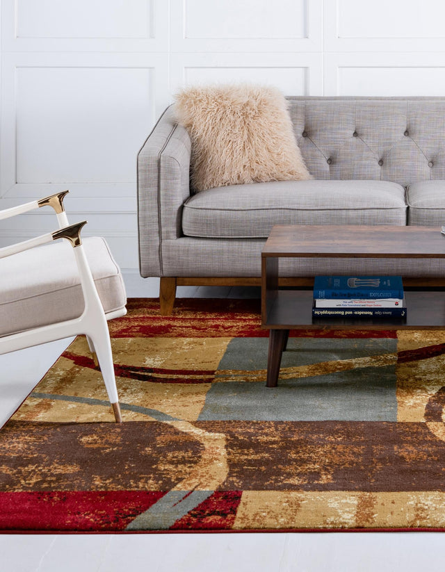 Multicolor 7' 10 x 7' 10 Barista Square Area Rug 100% Polypropylene Abstract Modern Geometric Carpet for Living Room Dining Office Dorm Room Decor for Sale at Rug Engine