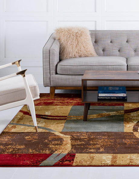 Multicolor 5' 3 x 5' 3 Barista Square Area Rug 100% Polypropylene Abstract Modern Geometric Carpet for Living Room Dining Office Dorm Room Decor for Sale at Rug Engine