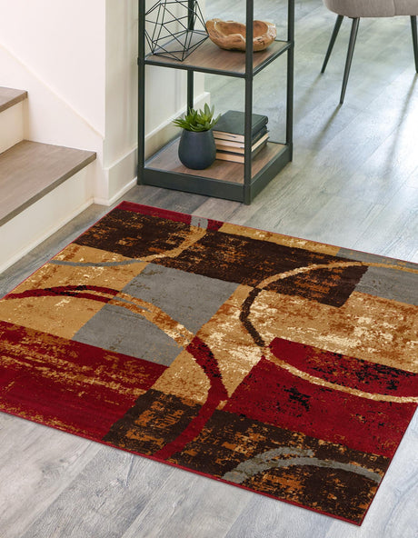 Multicolor 7' 10 x 7' 10 Barista Square Area Rug 100% Polypropylene Abstract Modern Geometric Carpet for Living Room Dining Office Dorm Room Decor for Sale at Rug Engine