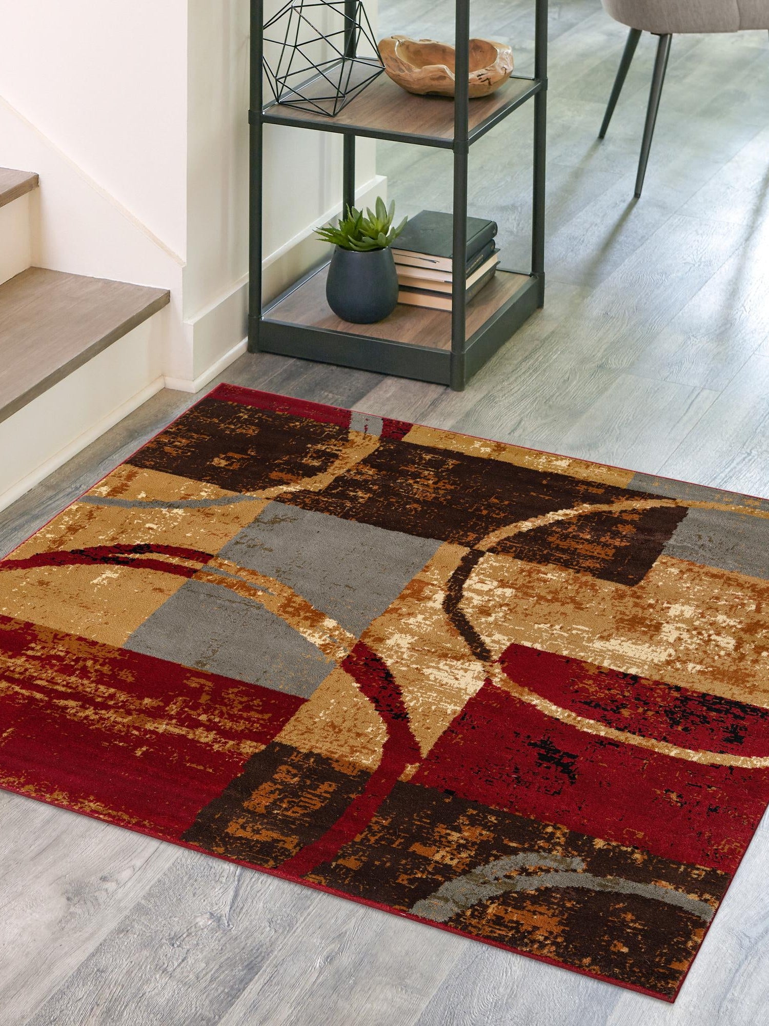 Multicolor 4' 1 x 4' 1 Barista Square Area Rug 100% Polypropylene Abstract Modern Geometric Carpet for Living Room Dining Office Dorm Room Decor for Sale at Rug Engine