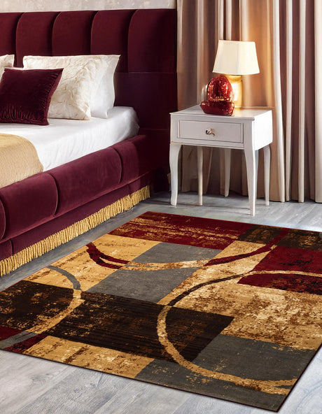 Multicolor 7' 1 x 7' 1 Barista Square Area Rug 100% Polypropylene Abstract Modern Geometric Carpet for Living Room Dining Office Dorm Room Decor for Sale at Rug Engine