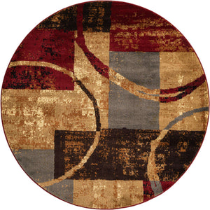 Multicolor 6' 1 x 6' 1 Barista Round Area Rug 100% Polypropylene Abstract Modern Geometric Carpet for Living Room Dining Office Dorm Room Decor for Sale at Rug Engine