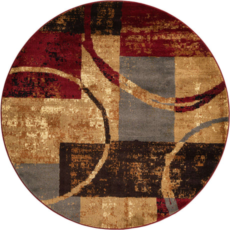 Multicolor 6' 1 x 6' 1 Barista Round Area Rug 100% Polypropylene Abstract Modern Geometric Carpet for Living Room Dining Office Dorm Room Decor for Sale at Rug Engine