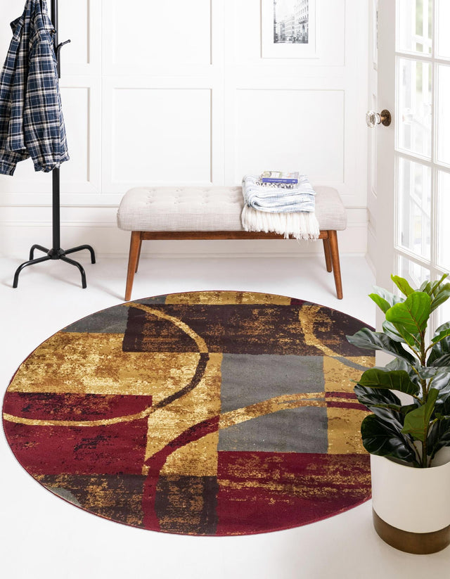 Multicolor 7' 10 x 7' 10 Barista Round Area Rug 100% Polypropylene Abstract Modern Geometric Carpet for Living Room Dining Office Dorm Room Decor for Sale at Rug Engine
