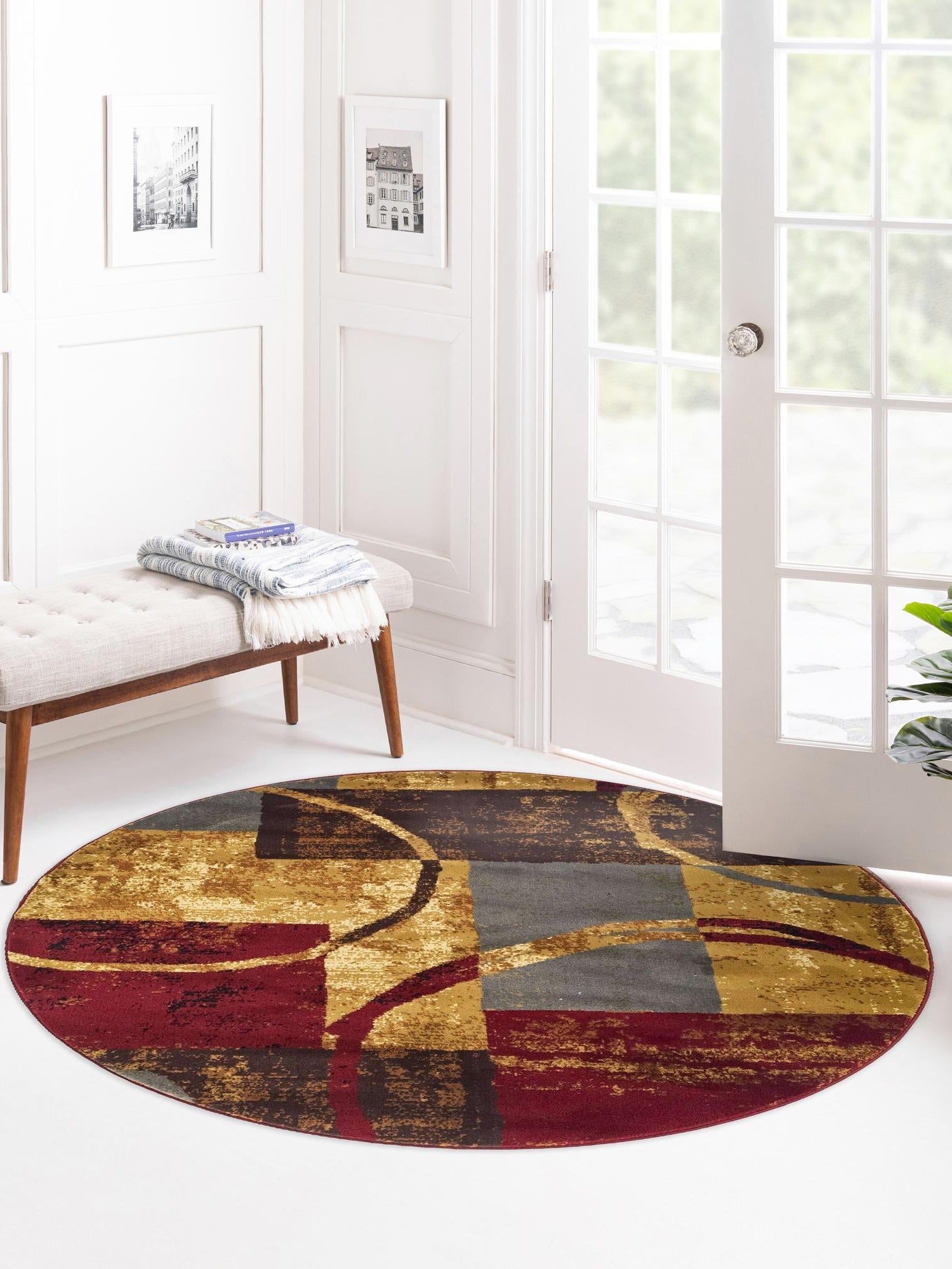 Multicolor 10' x 10' Barista Round Area Rug 100% Polypropylene Abstract Modern Geometric Carpet for Living Room Dining Office Dorm Room Decor for Sale at Rug Engine