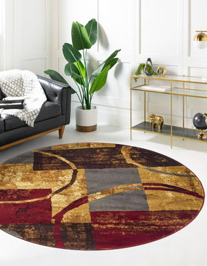 Multicolor 7' 10 x 7' 10 Barista Round Area Rug 100% Polypropylene Abstract Modern Geometric Carpet for Living Room Dining Office Dorm Room Decor for Sale at Rug Engine