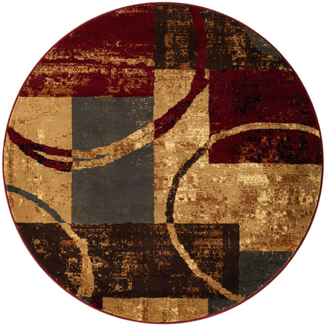 Multicolor 5' 3 x 5' 3 Barista Round Area Rug 100% Polypropylene Abstract Modern Geometric Carpet for Living Room Dining Office Dorm Room Decor for Sale at Rug Engine