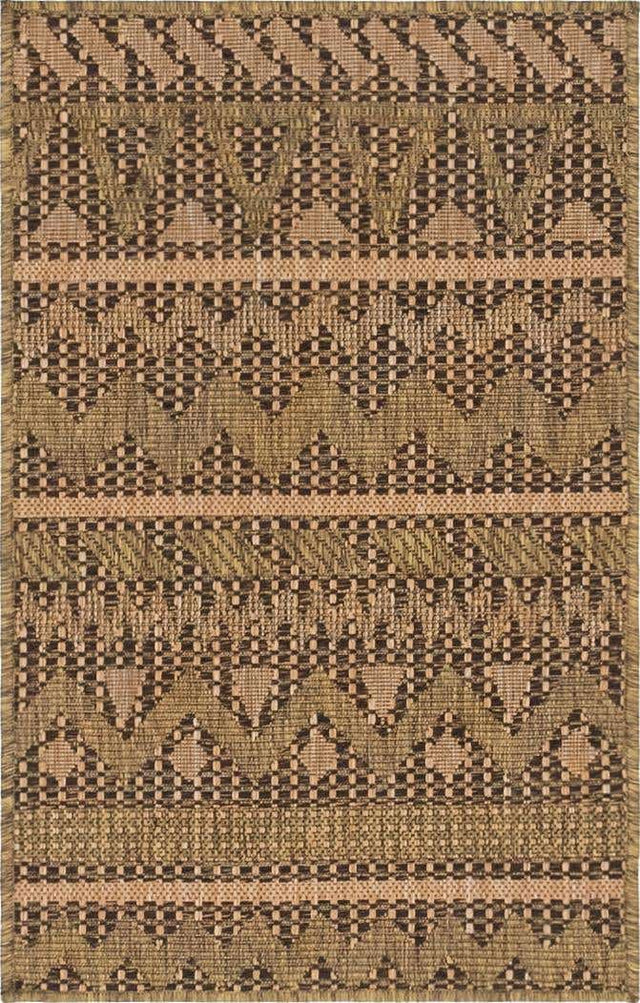 Light Brown 2' x 3' 1 Outdoor Modern Rectangle Area Rug Weather Resistant for Patio, Deck, Terrace, Balcony, Porch 100% Polypropylene Modern Outside Carpet for Sale at Rug Engine