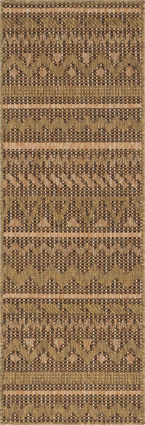 Light Brown 2' x 6' 1 Outdoor Modern Runner Area Rug Weather Resistant for Patio, Deck, Terrace, Balcony, Porch 100% Polypropylene Modern Outside Carpet for Sale at Rug Engine