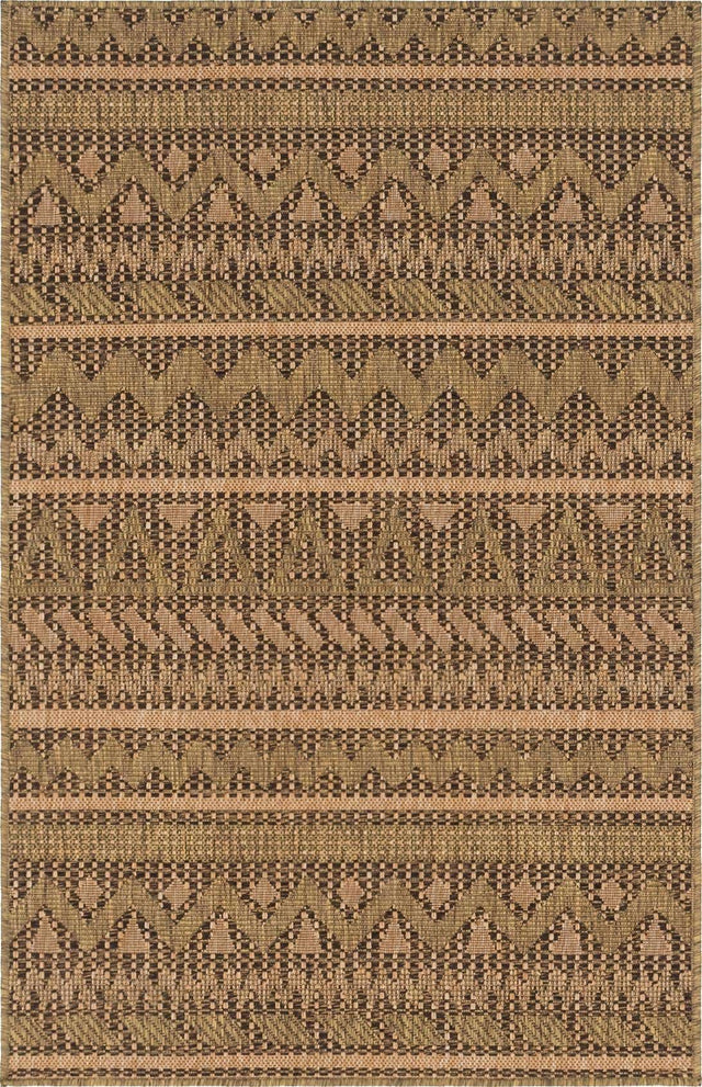 Light Brown 3' 3 x 5' 1 Outdoor Modern Rectangle Area Rug Weather Resistant for Patio, Deck, Terrace, Balcony, Porch 100% Polypropylene Modern Outside Carpet for Sale at Rug Engine