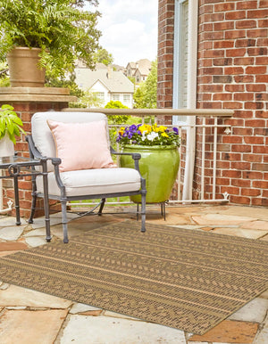 Light Brown 6' 1 x 6' 1 Outdoor Modern Square Area Rug Weather Resistant for Patio, Deck, Terrace, Balcony, Porch 100% Polypropylene Modern Outside Carpet for Sale at Rug Engine