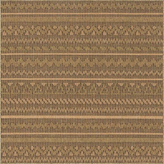 Light Brown 6' 1 x 6' 1 Outdoor Modern Square Area Rug Weather Resistant for Patio, Deck, Terrace, Balcony, Porch 100% Polypropylene Modern Outside Carpet for Sale at Rug Engine