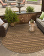 Light Brown 6' x 6' Outdoor Modern Round Area Rug Weather Resistant for Patio, Deck, Terrace, Balcony, Porch 100% Polypropylene Modern Outside Carpet for Sale at Rug Engine