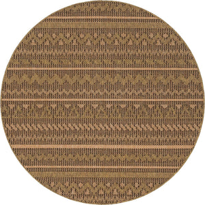 Light Brown 6' x 6' Outdoor Modern Round Area Rug Weather Resistant for Patio, Deck, Terrace, Balcony, Porch 100% Polypropylene Modern Outside Carpet for Sale at Rug Engine