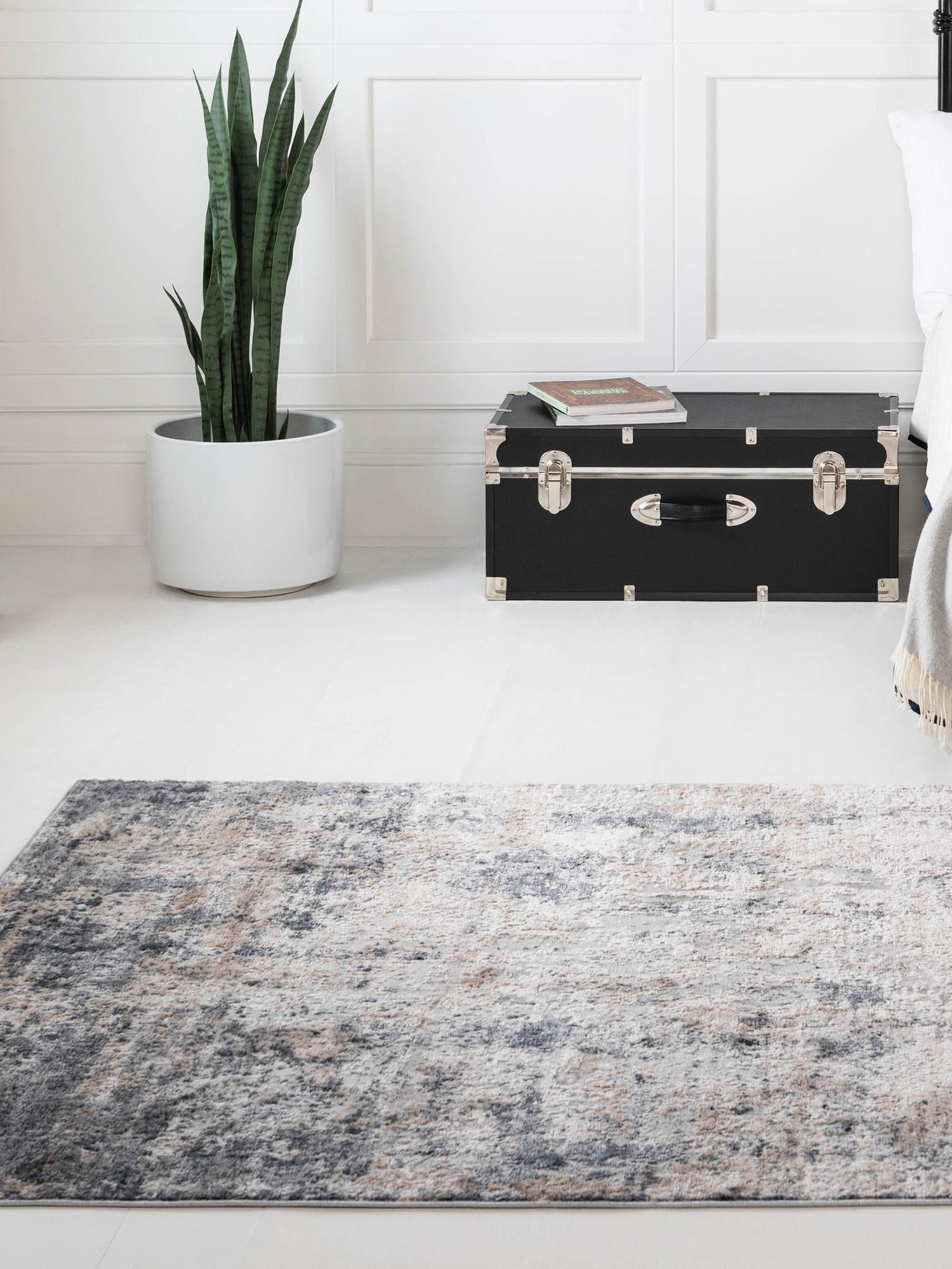 Cream 4' 1 x 6' 1 Caspian Rectangle Area Rug 60% Polypropylene & 40% Polyester With Cotton Backing Modern Chic Carpet for Home Interior Design Decorating for Sale at Rug Engine