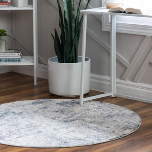 Cream 4' 1 x 4' 1 Caspian Round Area Rug 60% Polypropylene & 40% Polyester With Cotton Backing Modern Chic Carpet for Home Interior Design Decorating for Sale at Rug Engine