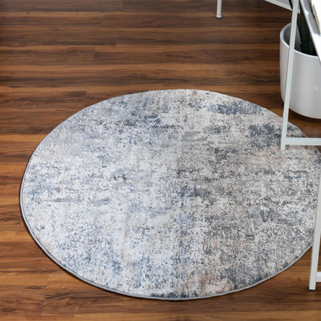Cream 4' 1 x 4' 1 Caspian Round Area Rug 60% Polypropylene & 40% Polyester With Cotton Backing Modern Chic Carpet for Home Interior Design Decorating for Sale at Rug Engine