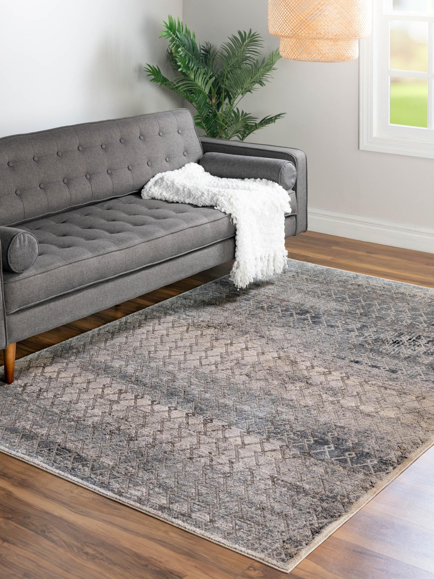 Gray 5' 1 x 8' Caspian Rectangle Area Rug 60% Polypropylene & 40% Polyester With Cotton Backing Modern Chic Carpet for Home Interior Design Decorating for Sale at Rug Engine