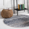 Gray 4' 1 x 4' 1 Caspian Round Area Rug 60% Polypropylene & 40% Polyester With Cotton Backing Modern Chic Carpet for Home Interior Design Decorating for Sale at Rug Engine