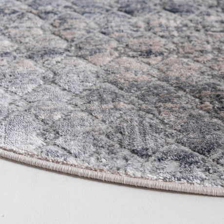 Gray 4' 1 x 4' 1 Caspian Round Area Rug 60% Polypropylene & 40% Polyester With Cotton Backing Modern Chic Carpet for Home Interior Design Decorating for Sale at Rug Engine