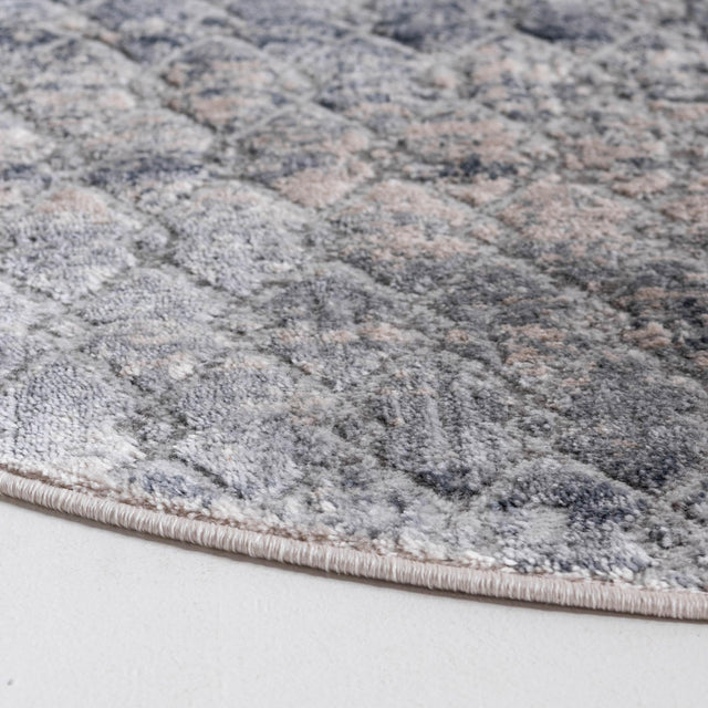 Gray 4' 1 x 4' 1 Caspian Round Area Rug 60% Polypropylene & 40% Polyester With Cotton Backing Modern Chic Carpet for Home Interior Design Decorating for Sale at Rug Engine