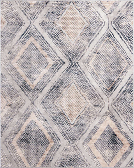 Gray Cream 8' x 10' Caspian Rectangle Area Rug 60% Polypropylene & 40% Polyester With Cotton Backing Modern Chic Carpet for Home Interior Design Decorating for Sale at Rug Engine