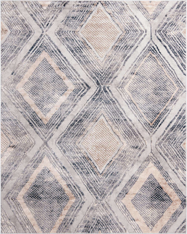 Gray Cream 8' x 10' Caspian Rectangle Area Rug 60% Polypropylene & 40% Polyester With Cotton Backing Modern Chic Carpet for Home Interior Design Decorating for Sale at Rug Engine