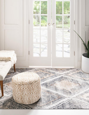 Gray Cream 5' 1 x 8' Caspian Rectangle Area Rug 60% Polypropylene & 40% Polyester With Cotton Backing Modern Chic Carpet for Home Interior Design Decorating for Sale at Rug Engine