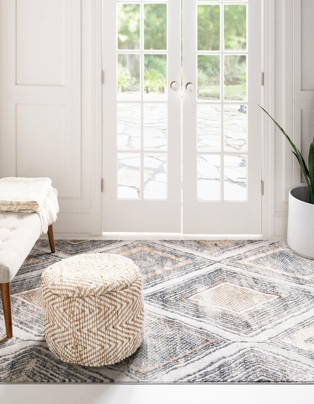 Gray Cream 9' x 12' 2 Caspian Rectangle Area Rug 60% Polypropylene & 40% Polyester With Cotton Backing Modern Chic Carpet for Home Interior Design Decorating for Sale at Rug Engine