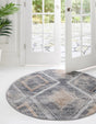 Gray Cream 4' 1 x 4' 1 Caspian Round Area Rug 60% Polypropylene & 40% Polyester With Cotton Backing Modern Chic Carpet for Home Interior Design Decorating for Sale at Rug Engine