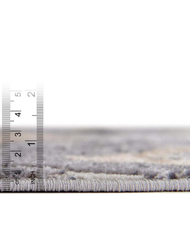 Gray Cream 5' 3 x 5' 3 Caspian Round Area Rug 60% Polypropylene & 40% Polyester With Cotton Backing Modern Chic Carpet for Home Interior Design Decorating for Sale at Rug Engine