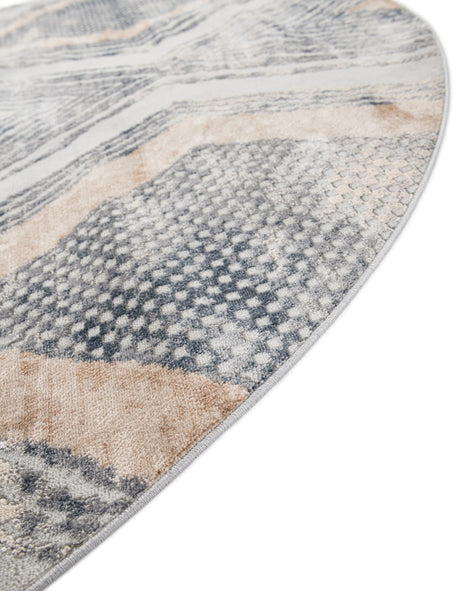 Gray Cream 7' 10 x 7' 10 Caspian Round Area Rug 60% Polypropylene & 40% Polyester With Cotton Backing Modern Chic Carpet for Home Interior Design Decorating for Sale at Rug Engine