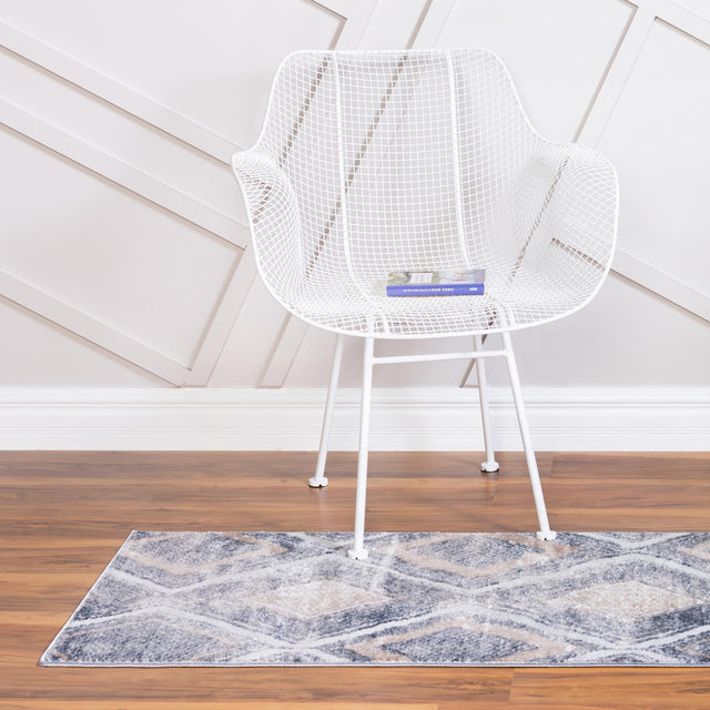 Gray Cream 2' x 8' Caspian Runner Area Rug 60% Polypropylene & 40% Polyester With Cotton Backing Modern Chic Carpet for Home Interior Design Decorating for Sale at Rug Engine