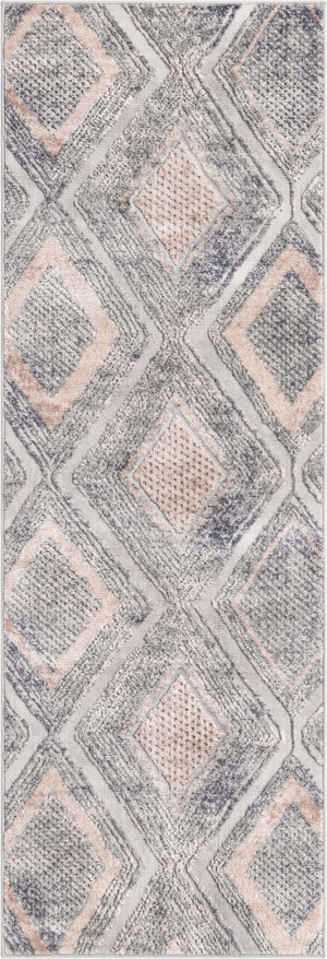 Gray Cream 2' 2 x 6' 1 Caspian Runner Area Rug 60% Polypropylene & 40% Polyester With Cotton Backing Modern Chic Carpet for Home Interior Design Decorating for Sale at Rug Engine