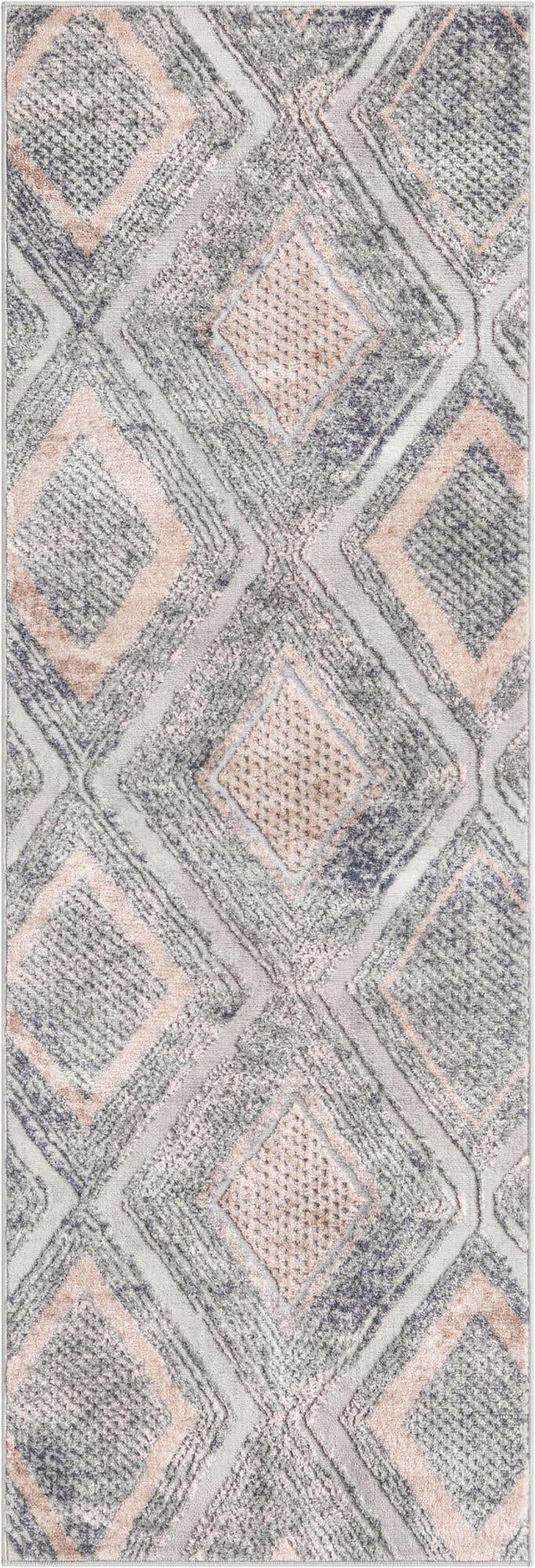 Gray Cream 2' 2 x 6' 1 Caspian Runner Area Rug 60% Polypropylene & 40% Polyester With Cotton Backing Modern Chic Carpet for Home Interior Design Decorating for Sale at Rug Engine