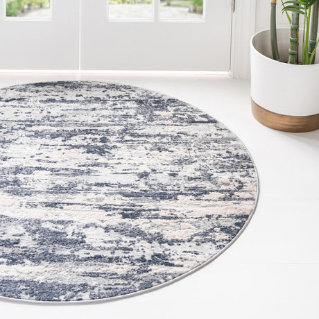 Gray 4' 1 x 4' 1 Caspian Round Area Rug 60% Polypropylene & 40% Polyester With Cotton Backing Modern Chic Carpet for Home Interior Design Decorating for Sale at Rug Engine