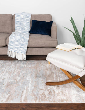 Beige 5' 1 x 8' Caspian Rectangle Area Rug 60% Polypropylene & 40% Polyester With Cotton Backing Modern Chic Carpet for Home Interior Design Decorating for Sale at Rug Engine