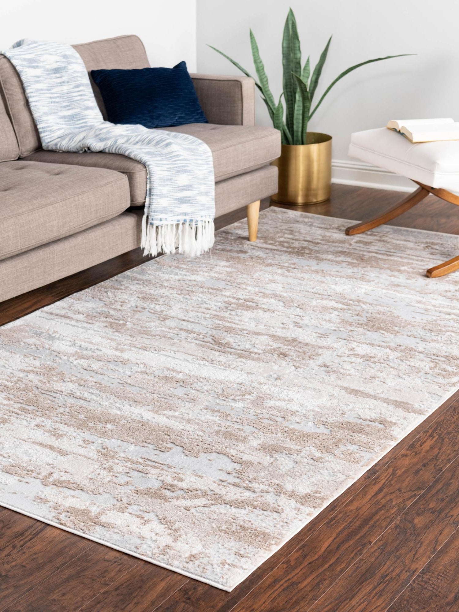 Beige 9' x 12' 2 Caspian Rectangle Area Rug 60% Polypropylene & 40% Polyester With Cotton Backing Modern Chic Carpet for Home Interior Design Decorating for Sale at Rug Engine
