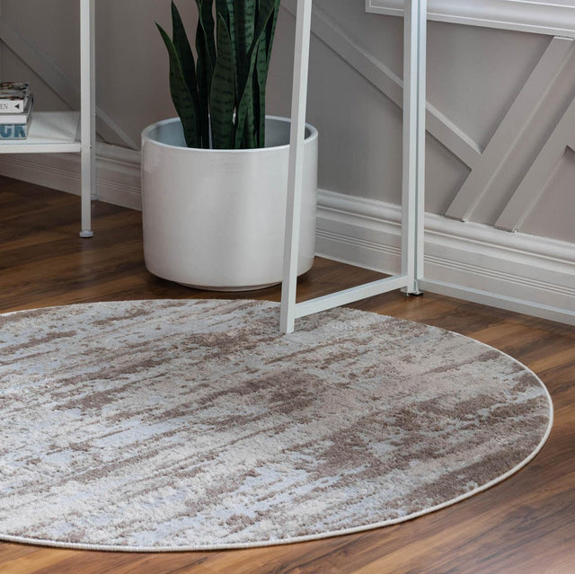 Beige 4' 1 x 4' 1 Caspian Round Area Rug 60% Polypropylene & 40% Polyester With Cotton Backing Modern Chic Carpet for Home Interior Design Decorating for Sale at Rug Engine