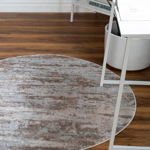 Beige 4' 1 x 4' 1 Caspian Round Area Rug 60% Polypropylene & 40% Polyester With Cotton Backing Modern Chic Carpet for Home Interior Design Decorating for Sale at Rug Engine